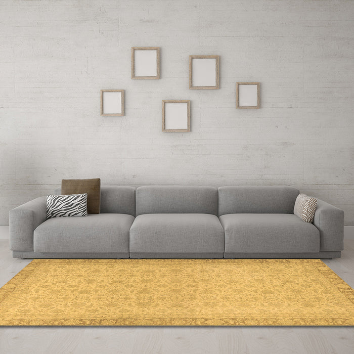 Machine Washable Oriental Brown Traditional Rug in a Living Room,, wshabs2771brn