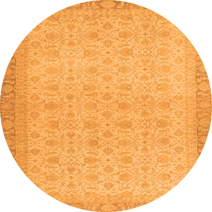 Round Machine Washable Oriental Orange Traditional Area Rugs, wshabs2771org
