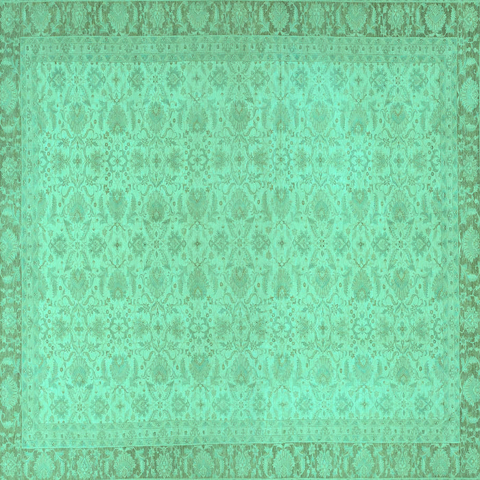Square Oriental Turquoise Traditional Rug, abs2771turq