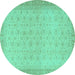 Round Oriental Turquoise Traditional Rug, abs2771turq