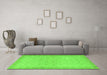 Machine Washable Oriental Green Traditional Area Rugs in a Living Room,, wshabs2771grn