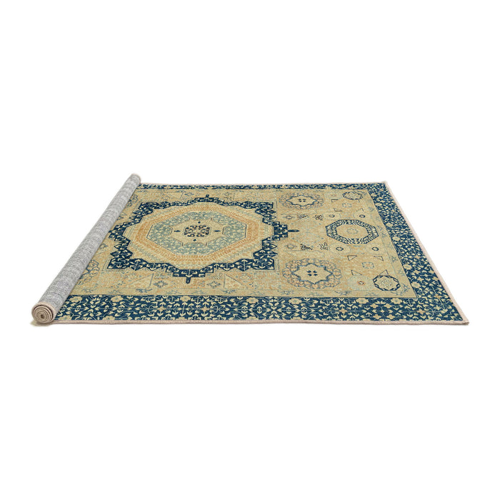 Sideview of Machine Washable Abstract Brown Gold Rug, wshabs2772