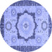 Round Abstract Blue Modern Rug, abs2772blu