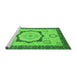 Sideview of Machine Washable Abstract Green Modern Area Rugs, wshabs2772grn