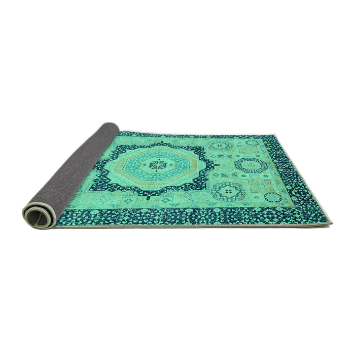 Sideview of Abstract Turquoise Modern Rug, abs2772turq