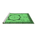 Sideview of Machine Washable Abstract Emerald Green Modern Area Rugs, wshabs2772emgrn