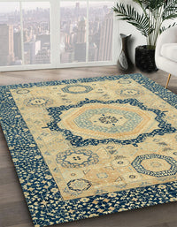 Abstract Brown Gold Modern Rug, abs2772