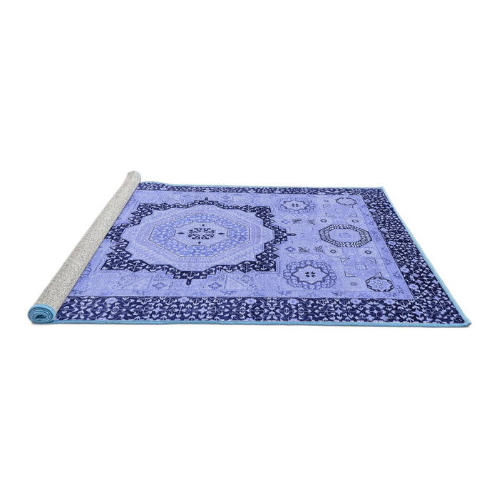 Sideview of Machine Washable Abstract Blue Modern Rug, wshabs2772blu