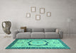 Machine Washable Abstract Turquoise Modern Area Rugs in a Living Room,, wshabs2772turq