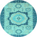 Round Machine Washable Abstract Light Blue Modern Rug, wshabs2772lblu