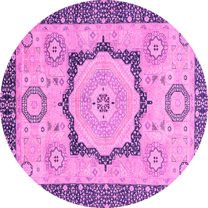 Round Abstract Pink Modern Rug, abs2772pnk