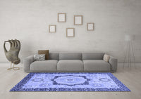 Machine Washable Abstract Blue Modern Rug, wshabs2772blu