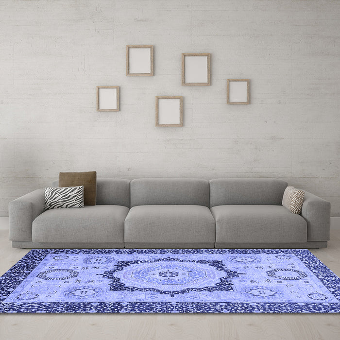 Machine Washable Abstract Blue Modern Rug in a Living Room, wshabs2772blu