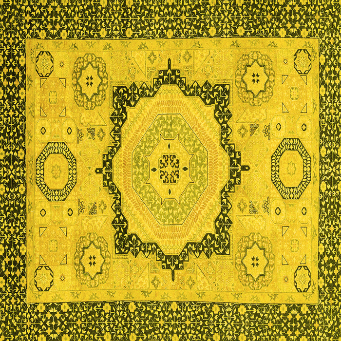 Square Abstract Yellow Modern Rug, abs2772yw