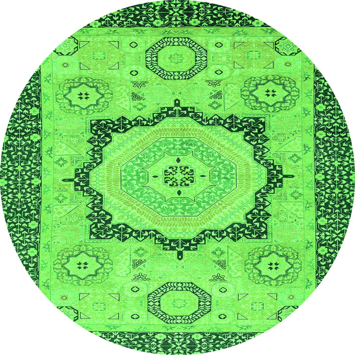 Round Abstract Green Modern Rug, abs2772grn