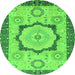 Round Abstract Green Modern Rug, abs2772grn