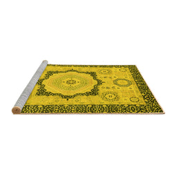 Sideview of Machine Washable Abstract Yellow Modern Rug, wshabs2772yw