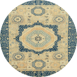 Round Abstract Brown Gold Modern Rug, abs2772