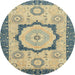 Round Abstract Brown Gold Modern Rug, abs2772