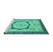 Sideview of Machine Washable Abstract Turquoise Modern Area Rugs, wshabs2772turq