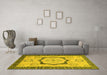 Machine Washable Abstract Yellow Modern Rug in a Living Room, wshabs2772yw