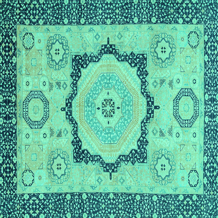 Square Abstract Turquoise Modern Rug, abs2772turq