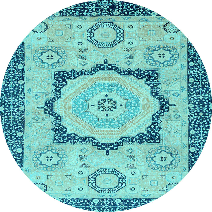 Round Abstract Light Blue Modern Rug, abs2772lblu
