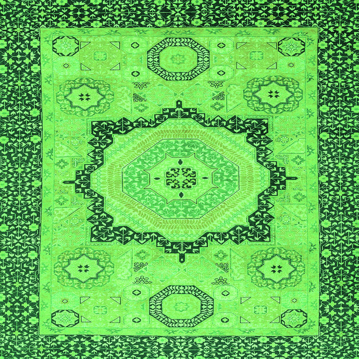 Square Abstract Green Modern Rug, abs2772grn