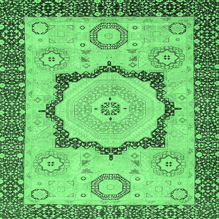 Square Abstract Emerald Green Modern Rug, abs2772emgrn