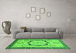 Machine Washable Abstract Green Modern Area Rugs in a Living Room,, wshabs2772grn