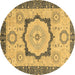 Round Abstract Brown Modern Rug, abs2772brn