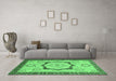 Machine Washable Abstract Emerald Green Modern Area Rugs in a Living Room,, wshabs2772emgrn