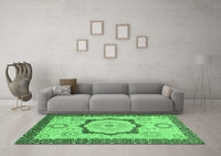 Machine Washable Abstract Emerald Green Modern Rug, wshabs2772emgrn