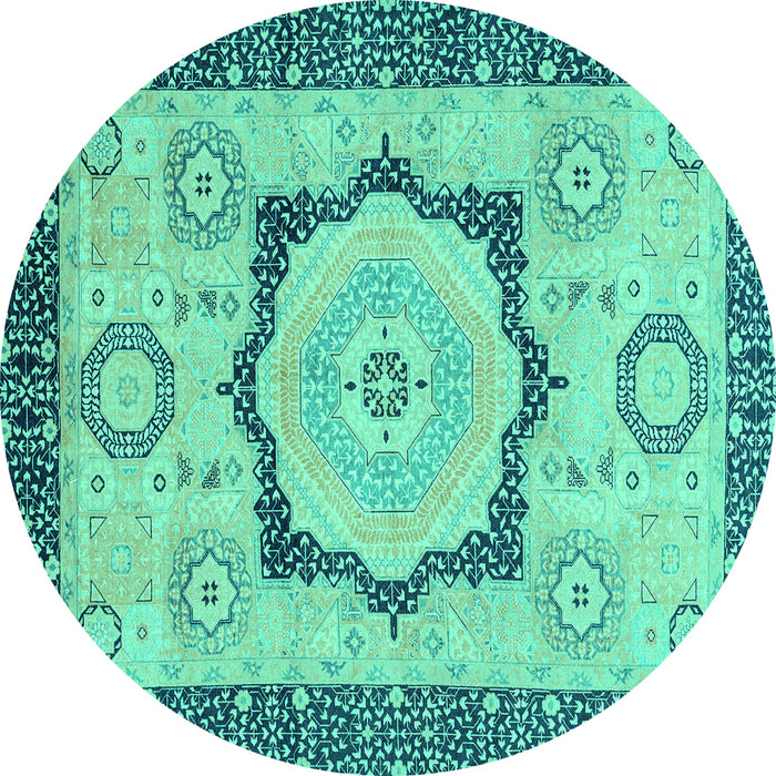 Round Abstract Turquoise Modern Rug, abs2772turq