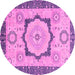 Round Machine Washable Abstract Pink Modern Rug, wshabs2772pnk