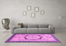 Machine Washable Abstract Pink Modern Rug in a Living Room, wshabs2772pnk