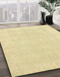Abstract Brown Gold Oriental Rug in Family Room, abs2773