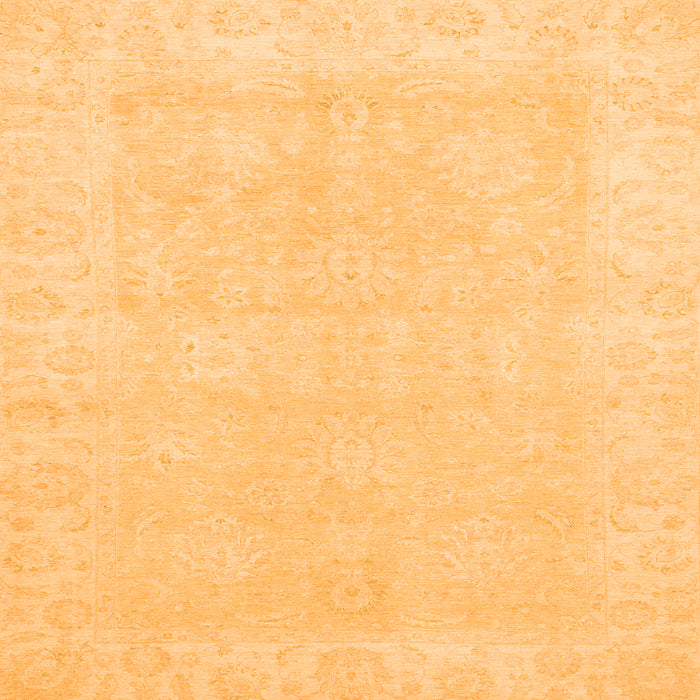 Square Machine Washable Oriental Orange Traditional Area Rugs, wshabs2773org