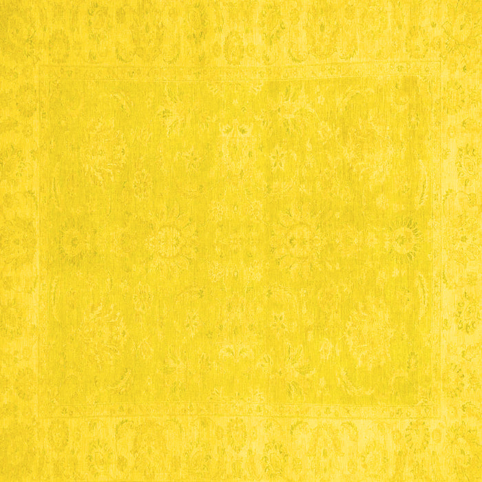 Square Machine Washable Oriental Yellow Traditional Rug, wshabs2773yw