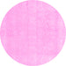 Round Machine Washable Oriental Pink Traditional Rug, wshabs2773pnk