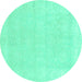 Round Oriental Turquoise Traditional Rug, abs2773turq