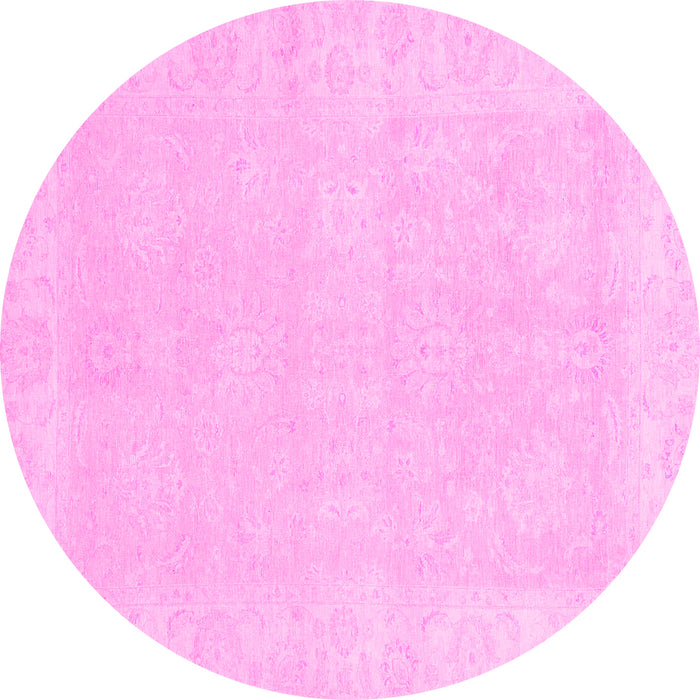 Round Oriental Pink Traditional Rug, abs2773pnk