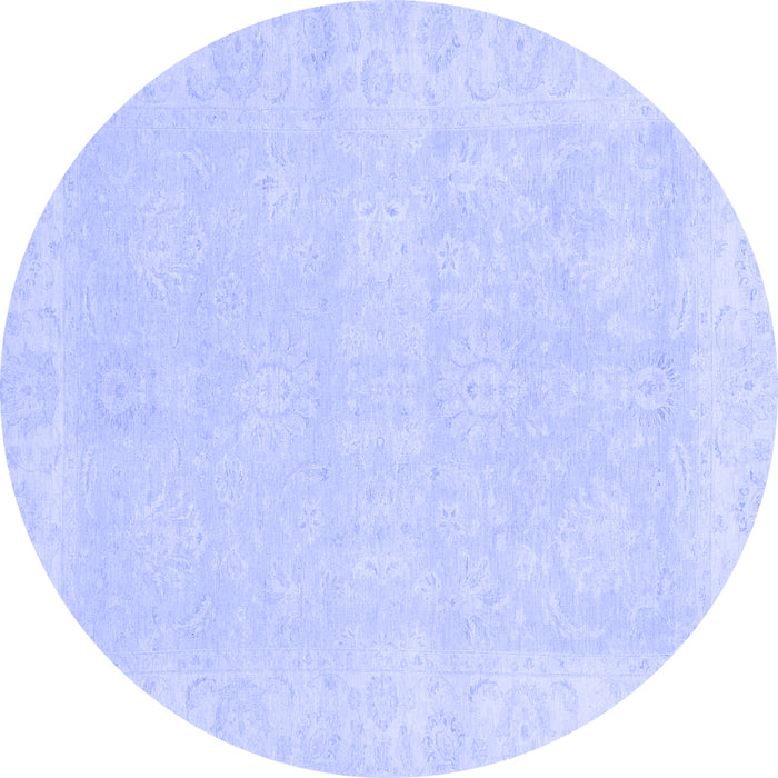 Round Machine Washable Oriental Blue Traditional Rug, wshabs2773blu