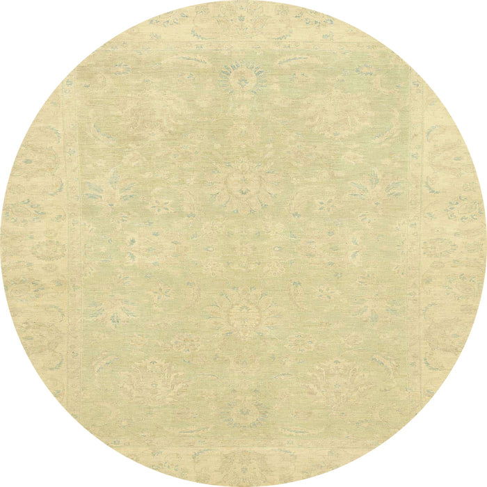 Round Abstract Brown Gold Oriental Rug, abs2773