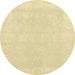 Round Abstract Brown Gold Oriental Rug, abs2773