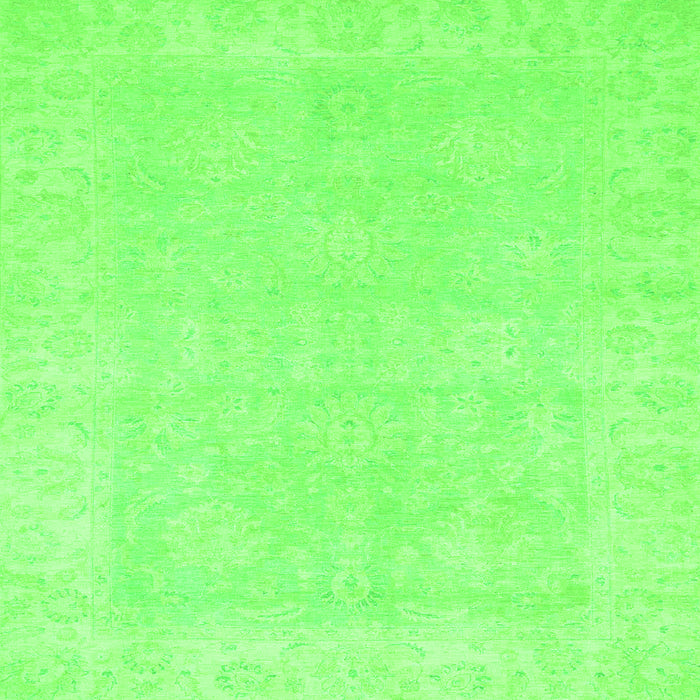 Square Machine Washable Oriental Green Traditional Area Rugs, wshabs2773grn