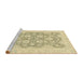 Sideview of Machine Washable Abstract Brass Green Rug, wshabs2774