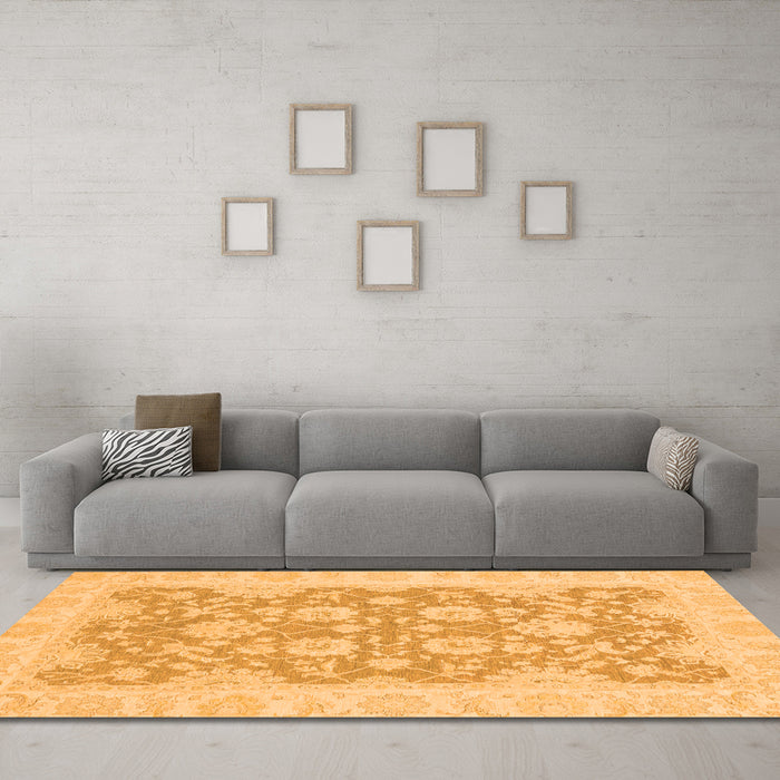 Machine Washable Oriental Orange Traditional Area Rugs in a Living Room, wshabs2774org