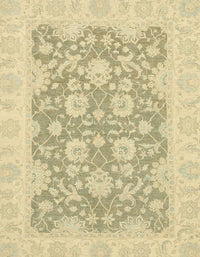 Machine Washable Abstract Brass Green Rug, wshabs2774