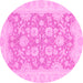 Round Oriental Pink Traditional Rug, abs2774pnk